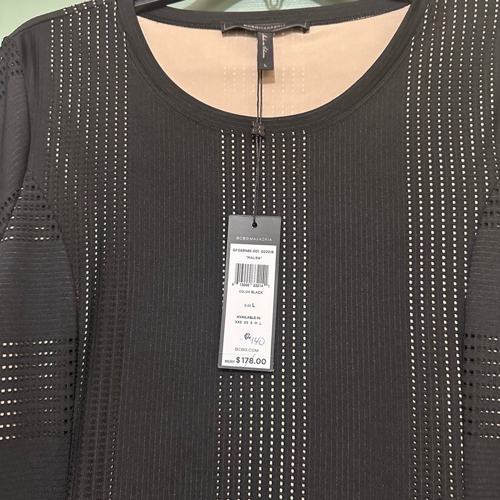 NWT BCBGMAXAZRIA Women's Malisa Stripe Mesh Dress - Picture 8 of 14